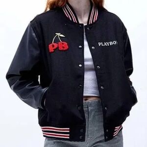 Pacsun Women Varsity Bomber jacket Love club cherry  small excellent condition